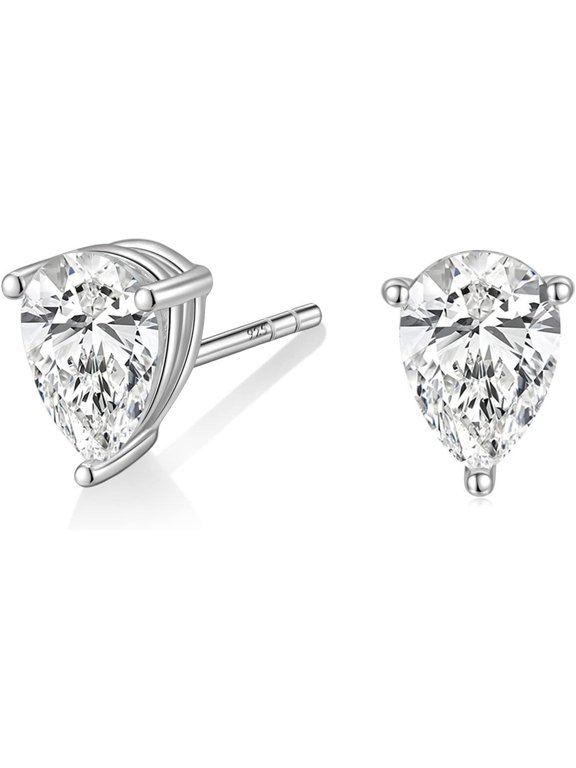 1 Carat 925 Sterling Silver Cubic Zirconia Stud Earrings For Women Cz Stud Small Cute Earrings Hypoallergenic[Z1]