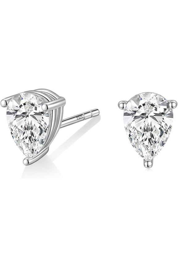 1 Carat 925 Sterling Silver Cubic Zirconia Stud Earrings For Women Cz Stud Small Cute Earrings Hypoallergenic[Z1]