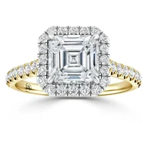 OM-RE Asscher Cut 1 Carat Diamond Solitaire Engagement Ring in 10K Gold