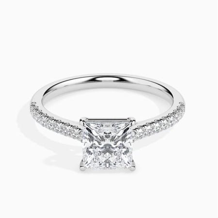 1 Carat Beautiful IGI Certified Lab Grown Diamond Engagement Ring for her 10K White Gold | Princess Cut Side Stone Diamond Rings | Size 7 Diamond-Capitals