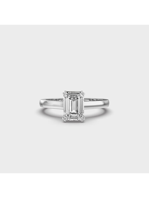 1 Carat Beautiful IGI Certified Lab Grown Diamond Engagement Ring for Women 10K White Gold | Emerald Cut Lab Created Solitaire Diamond Rings | Size 7 Diamond-Capitals