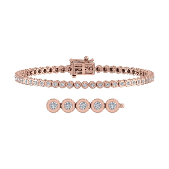 1 Carat Bezel Set Diamond Bracelet in 14K Rose Gold (7.5 Inch)