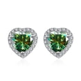 thumbnail image 1 of 1 Carat Blue Green Heart-Shaped Moissanite Earrings Full Diamond Women's S925 Sterling Silver Earrings Women's Platinum Plated Classic Earrings, 1 of 3