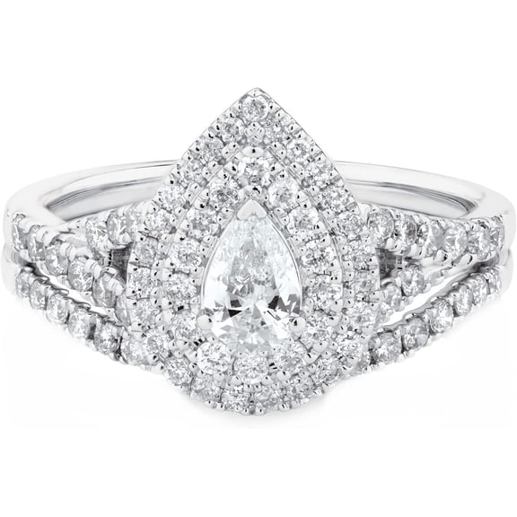 1 Carat Bridal Set Moissanite Engagement Wedding Rings for Women Platinum Plated Silver Rings Moissanite Rings
