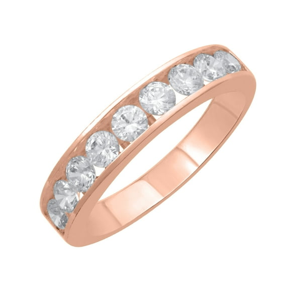 1 Carat Channel Set Diamond Wedding Band Ring in 14K Rose Gold- (Ring Size 5) (SI1-SI2 Clarity)