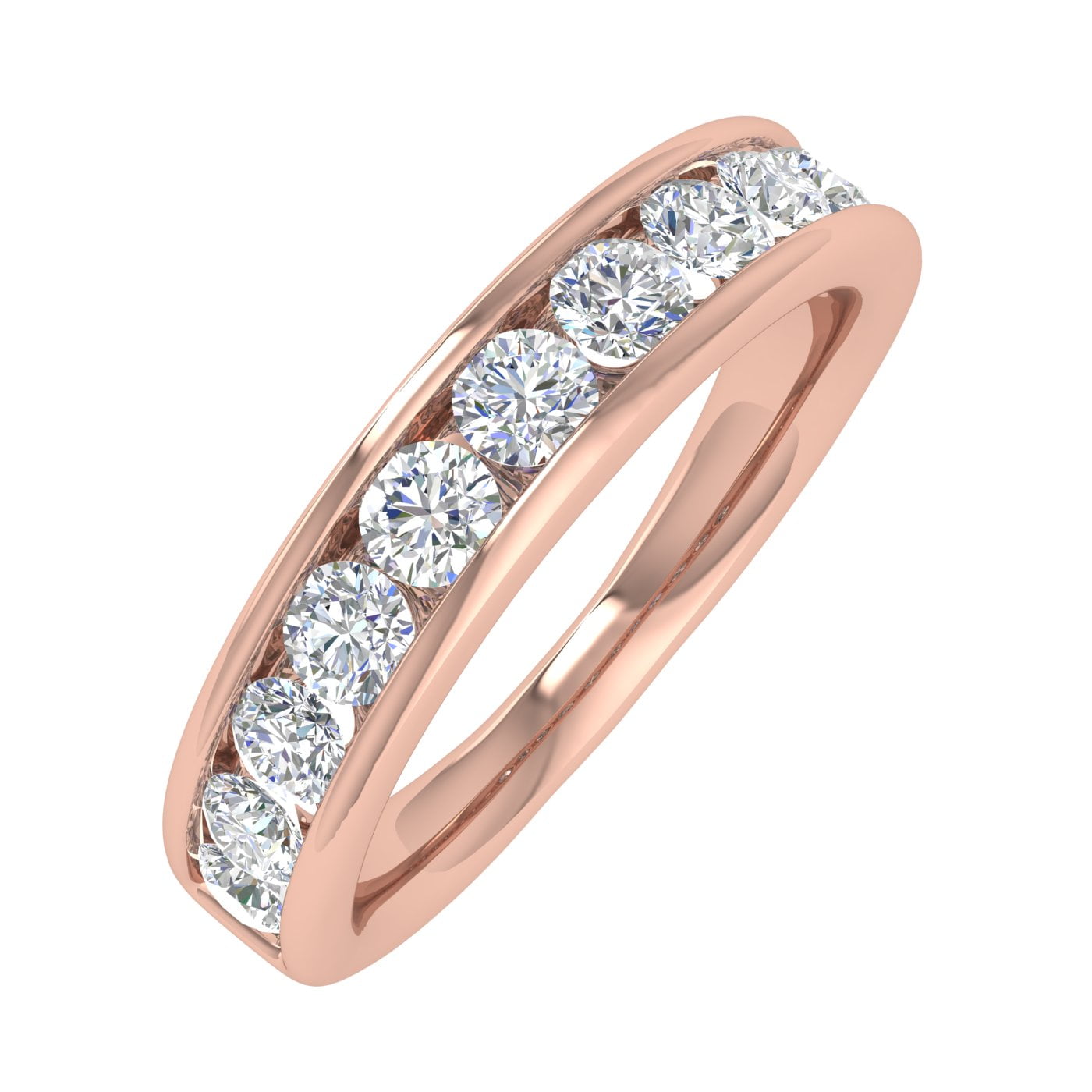 Carat Channel Set Diamond Wedding Band Ring in 14K Rose Gold