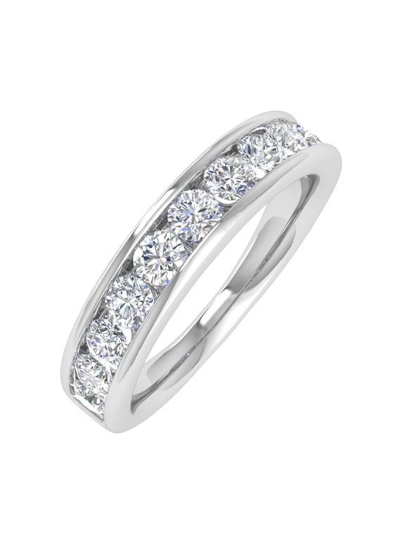 1 Carat Channel Set Diamond Wedding Band Ring in 14K White Gold - IGI Certified (Ring Size 10)