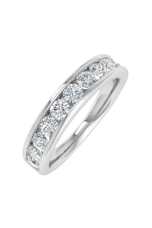 1 Carat Channel Set Diamond Wedding Band Ring in 14K White Gold (Ring Size 6)