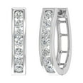 thumbnail image 1 of 1 Carat Channel Set Diamond Women's Hoop Earrings in 10k White Gold, 1 of 4