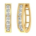 thumbnail image 1 of 1 Carat Channel Set Diamond Women's Hoop Earrings in 10k Yellow Gold, 1 of 4