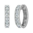 thumbnail image 1 of 1 Carat Channel Set Round Diamond Hoop Earrings in 14K White Gold - IGI Certified, 1 of 5