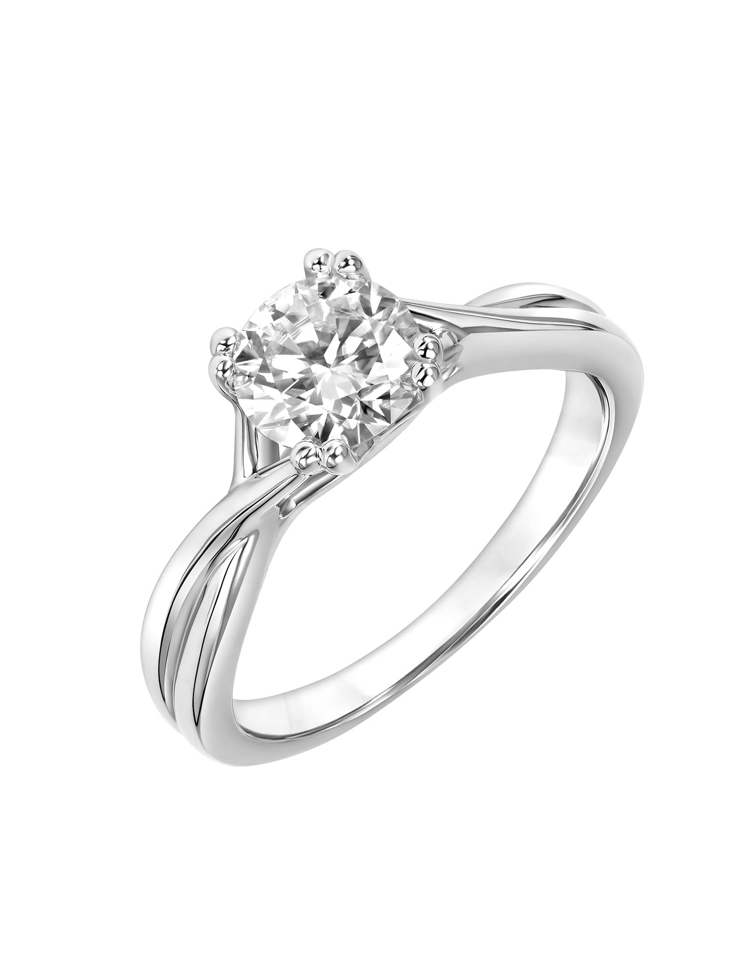 1 Carat Classic Round Moissanite Sterling Silver Solitaire Women's Engagement Ring
