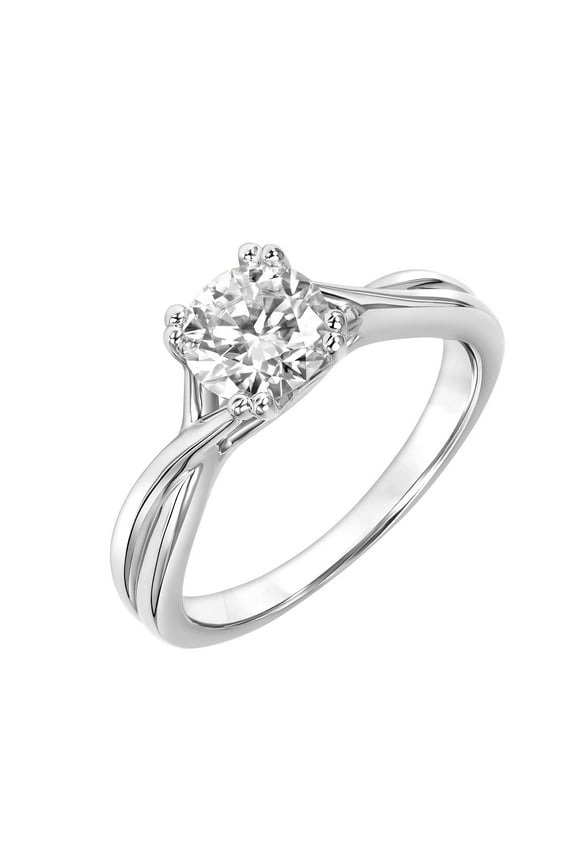 1 Carat Classic Round Moissanite Sterling Silver Solitaire Women's Engagement Ring
