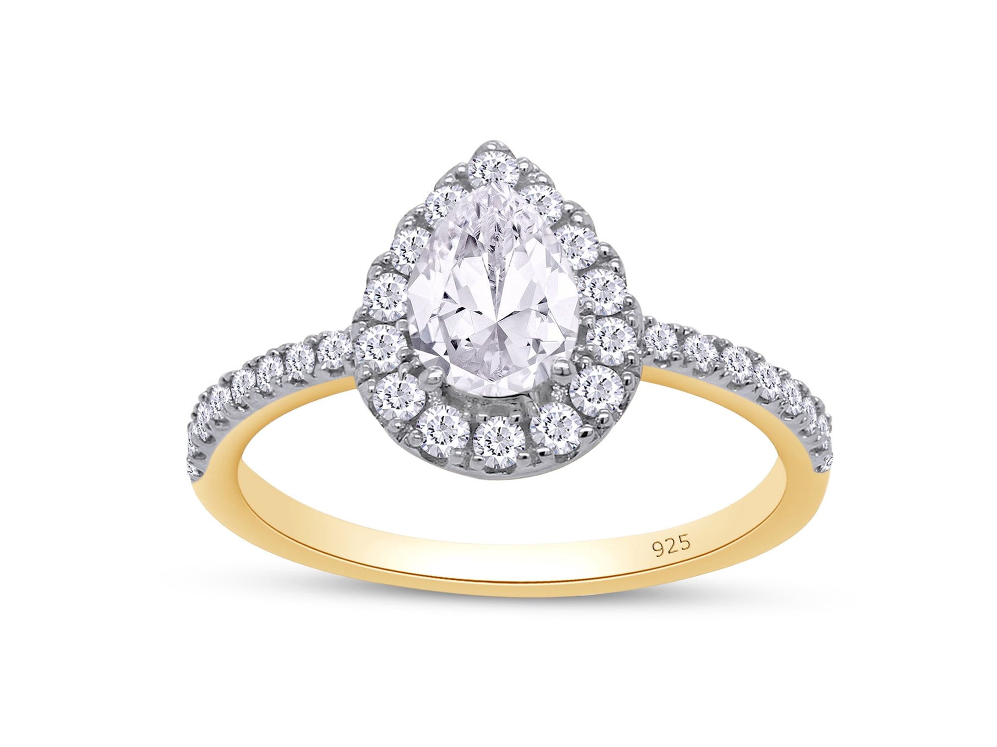 1 Carat (Cttw) Lab Created Moissanite Diamond Pear Shaped Halo ...