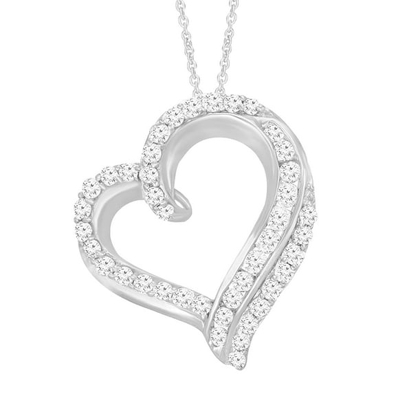 1 Carat (Cttw) Moissanite Love Heart Pendant Necklace for Women 18k White Gold Plated Sterling Silver Round Lab Created Diamond Necklace D Color VVS1 Jewelry Gift For Women Her