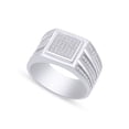 thumbnail image 1 of 1 Carat (Cttw) Round Cut Sparkling White Cubic Zirconia Square Frame Men's Anniversary Wedding Band Ring In 14k White Gold Over Sterling Silver Ring Size-11.5, 1 of 1