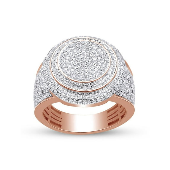 1 Carat (Cttw) Solid 10k Rose Gold Micro Pave Set Round Cut White Natural Diamond Men's Engagement Ring (I-J Color, I2-I3 Clarity, 1.00 Cttw) Ring Size-9
