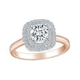 thumbnail image 1 of AFFY 1 Carat (Ctw) Round Shape White Natural Diamond Double Square Frame Engagement Ring 14K Solid Rose Gold Ring Size-6, 1 of 1