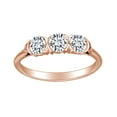 thumbnail image 1 of AFFY 1 Carat (Ctw) Round Shape White Natural Diamond Three Stone Engagement Wedding Ring In 14k Solid Rose Gold Ring Size-5, 1 of 1