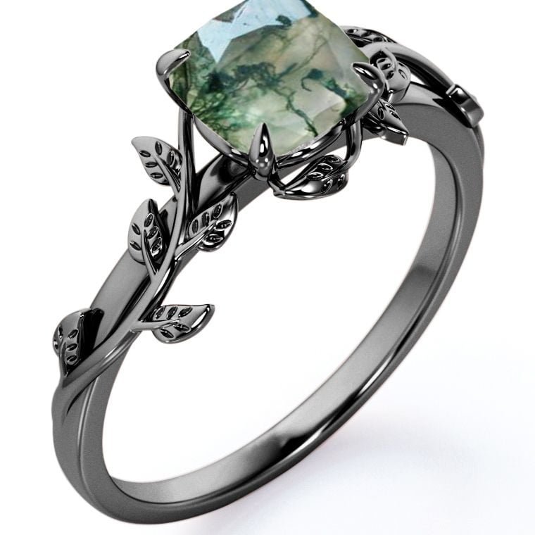 Nature Inspired 0.50 Carat Natural Green Moss Agate Solitaire