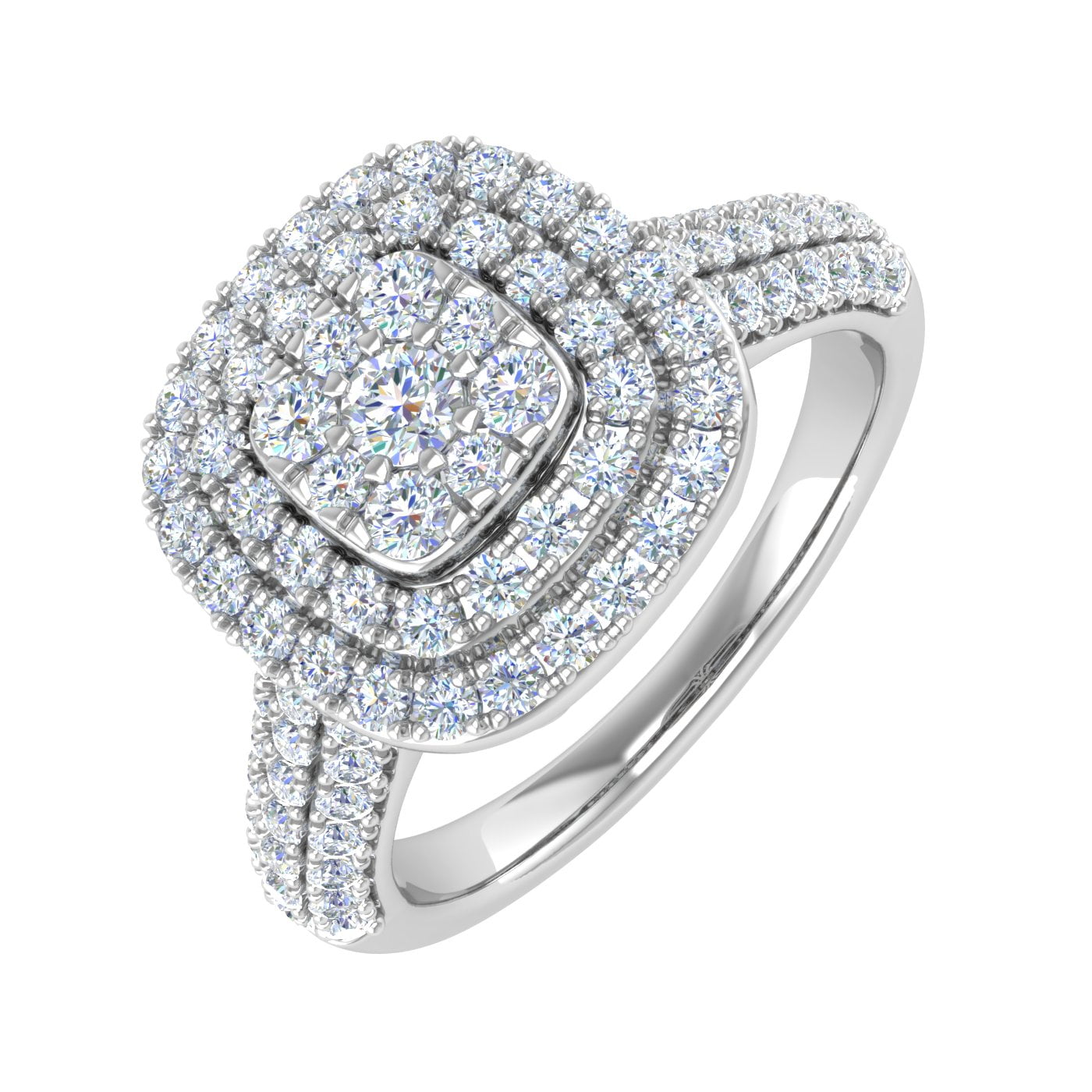 May Ring - 1.42 Carat Radiant Diamond Engagement Ring With Pave And Halo -  Othergems