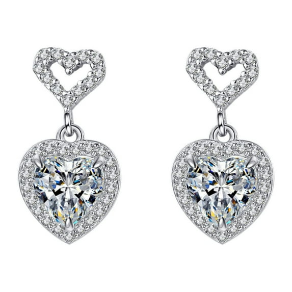 1 Carat D Color Moissanite Stud Earrings for Women S925 Sterling Silver Heart-Shaped Stud Earrings for Engagement Wedding Birthday Gift with Certificate
