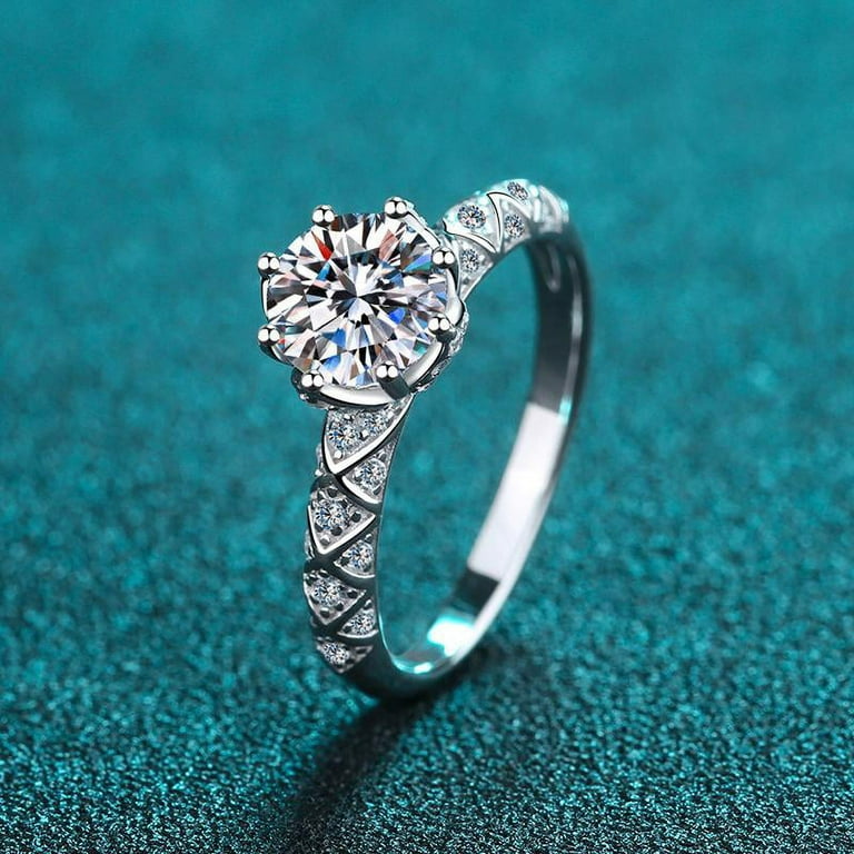 1 Carat D Color VVS1 Moissanite Diamond Rings for Women, S925