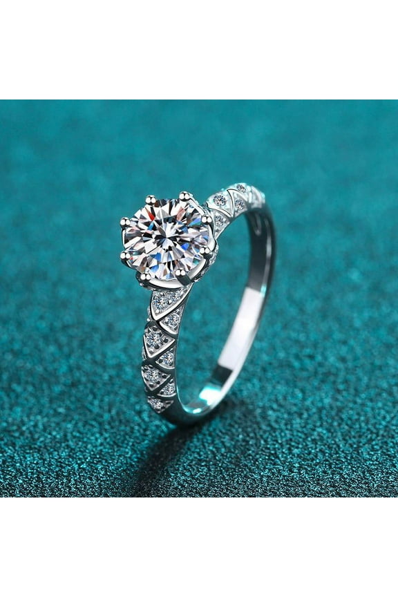 1 Carat D Color VVS1 Moissanite Diamond Rings for Women, S925 Sterling Silver 18K Gold Plated Eight Claw Engagement Rings for Women - Wedding Valentine's Day Birthday Gift with Certificate