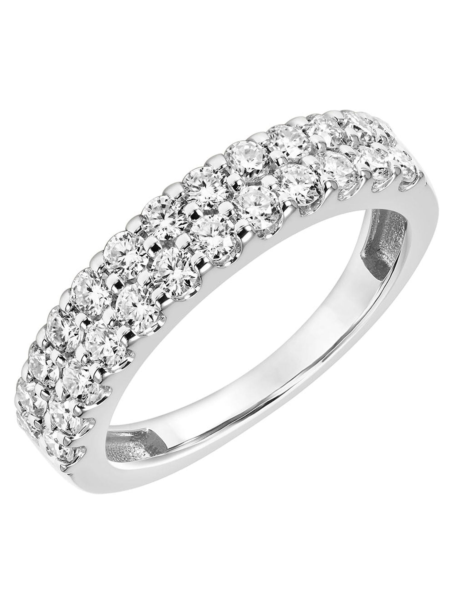 1 Carat DEW Moissanite 10K White Gold Two-Row Anniversary Ring