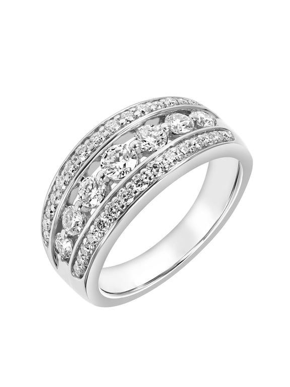 1 Carat DEW Moissanite Sterling Silver Three-Row Anniversary Band