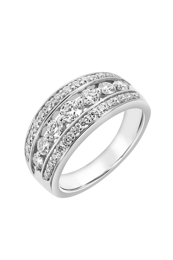 1 Carat DEW Moissanite Sterling Silver Three-Row Anniversary Band