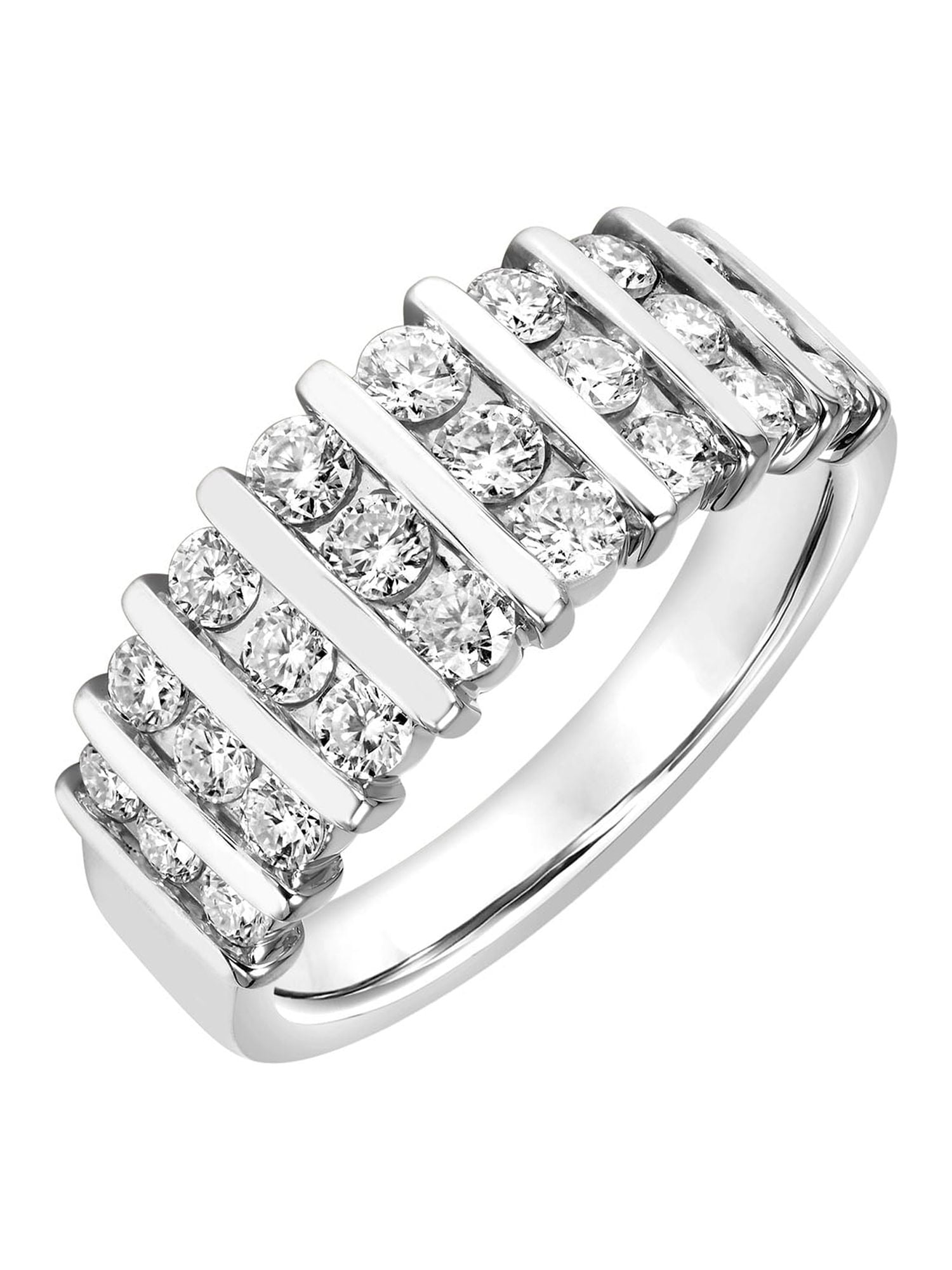 1 Carat DEW Moissanite Sterling Silver Vertical Row Anniversary Band