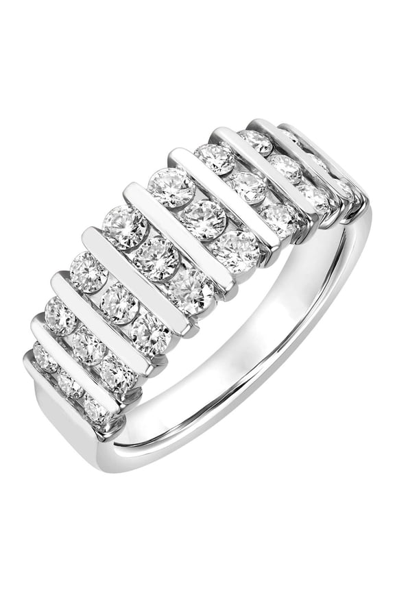 1 Carat DEW Moissanite Sterling Silver Vertical Row Anniversary Band
