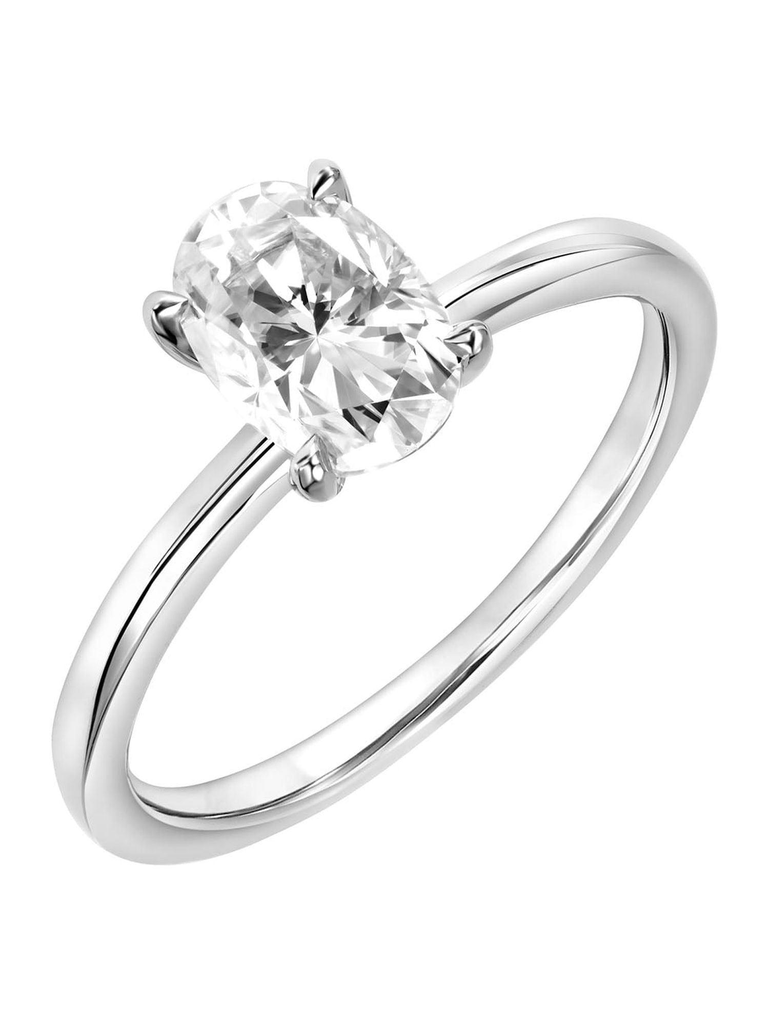 1 Carat DEW Oval-Cut Moissanite 10K White Gold Solitaire Engagement Ring