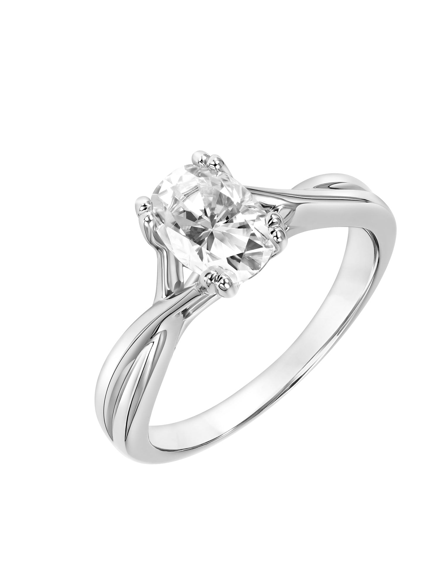 1 Carat DEW Oval Moissanite Sterling Silver Solitaire Engagement Ring
