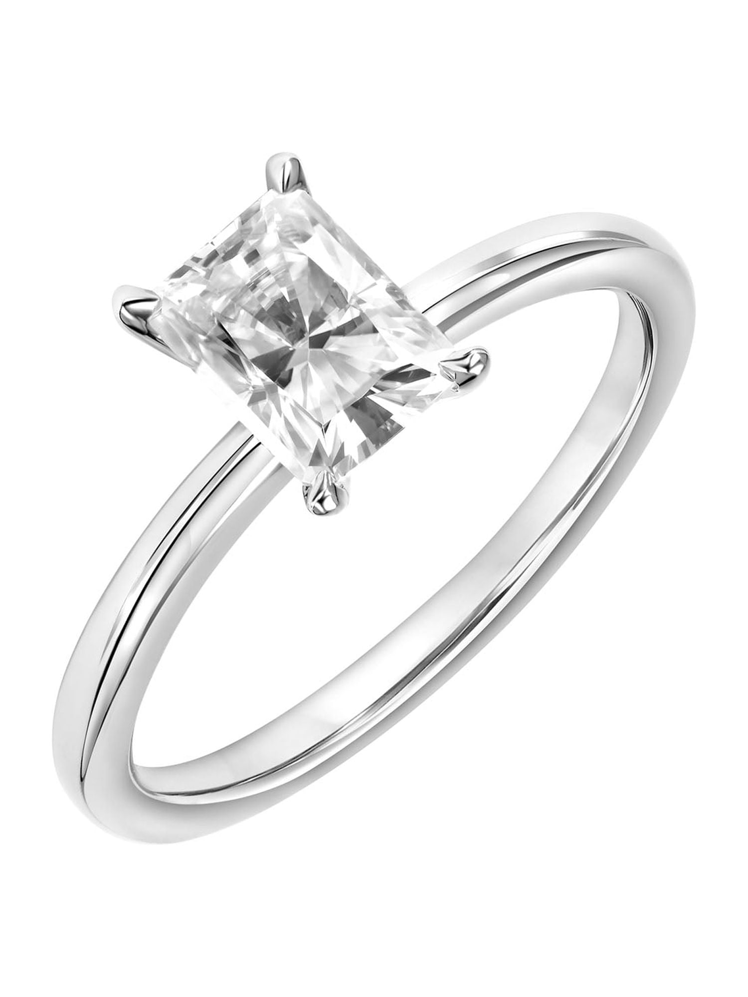 1 Carat DEW Radiant-Cut Moissanite 10K White Gold Solitaire Engagement Ring