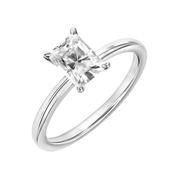 1 Carat DEW Radiant-Cut Moissanite 10K White Gold Solitaire Engagement Ring