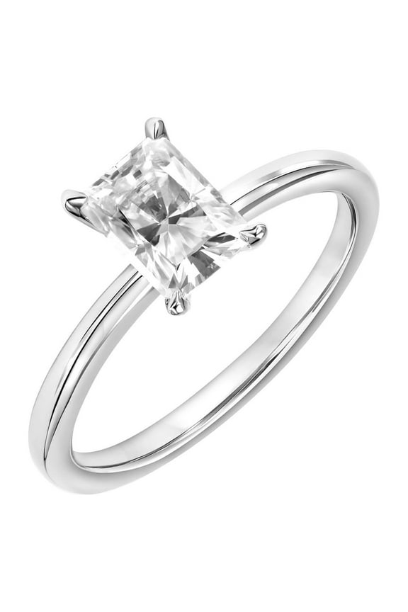 1 Carat DEW Radiant-Cut Moissanite 10K White Gold Solitaire Engagement Ring