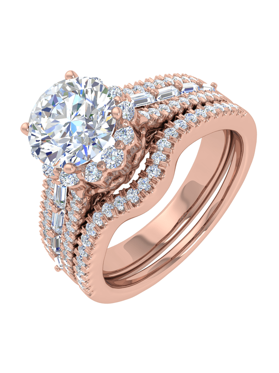 1 Carat Diamond Bridal Ring Band Set in 14K Rose Gold (Ring Size 9)