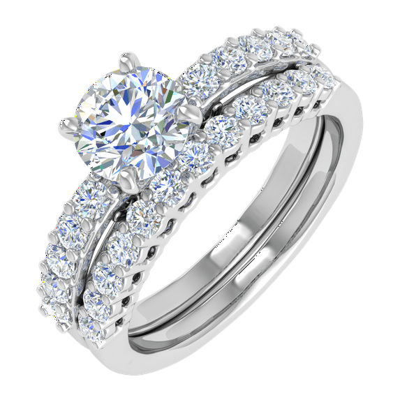 1 Carat Diamond Bridal Ring Band Set in 14K White Gold (Ring Size 5)