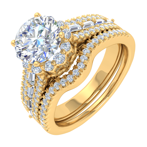 1 Carat Diamond Bridal Ring Band Set in 14K Yellow Gold (Ring Size 10.5)