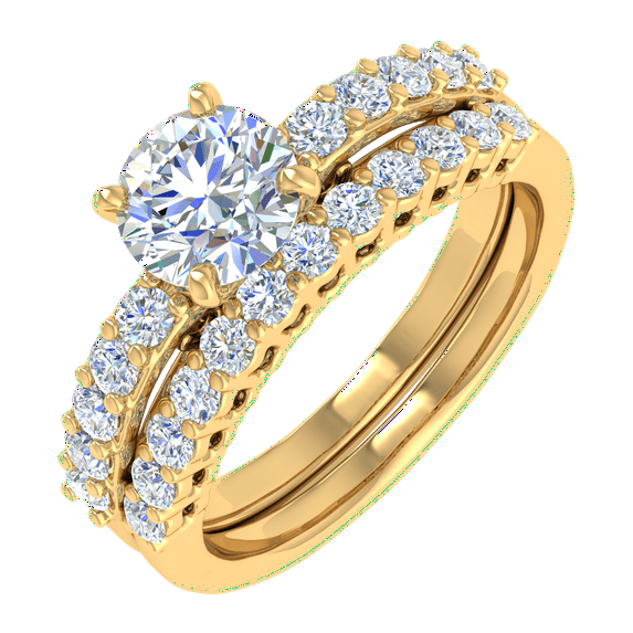 1 Carat Diamond Bridal Ring Band Set in 14K Yellow Gold (Ring Size 5.75)