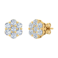 thumbnail image 1 of 1 Carat Diamond Cluster Stud Earrings in 10K Yellow Gold, 1 of 4