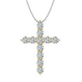thumbnail image 1 of 1 Carat Diamond Cross Pendant Necklace in 10K Yellow Gold (With Silver Chain), 1 of 3