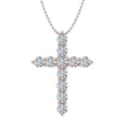 thumbnail image 1 of 1 Carat Diamond Cross Pendant Necklace in 14K Rose Gold (Silver Chain Included) (SI1-SI2 Clarity), 1 of 3