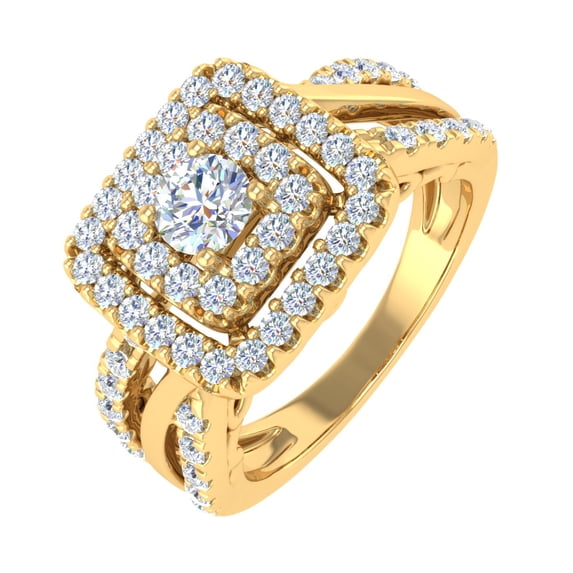1 Carat Diamond Cushion Shape Engagement Ring Band in 14K Yellow Gold - IGI Certified (Ring Size 6.5)