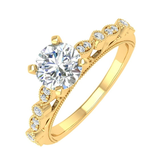 1 Carat Diamond Engagement Ring in 10K Yellow Gold (Ring Size 8.5)