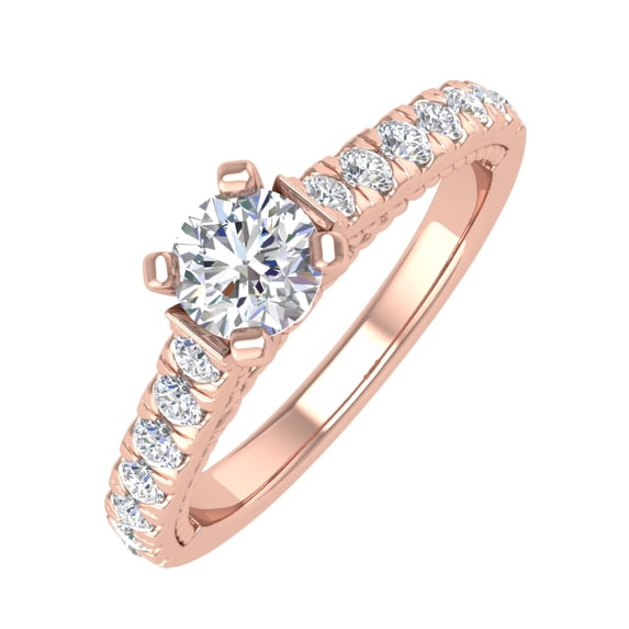 1 Carat Diamond Engagement Ring in 14K Rose Gold (Ring Size 6) (I1-I2 Clarity)