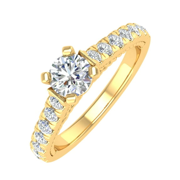 1 Carat Diamond Engagement Ring in 14K Yellow Gold (Ring Size 4.75) (I1-I2 Clarity)