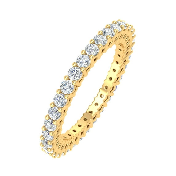 1 Carat Diamond Eternity Wedding Band in 14K Yellow Gold - IGI Certified (Ring Size 7.5)